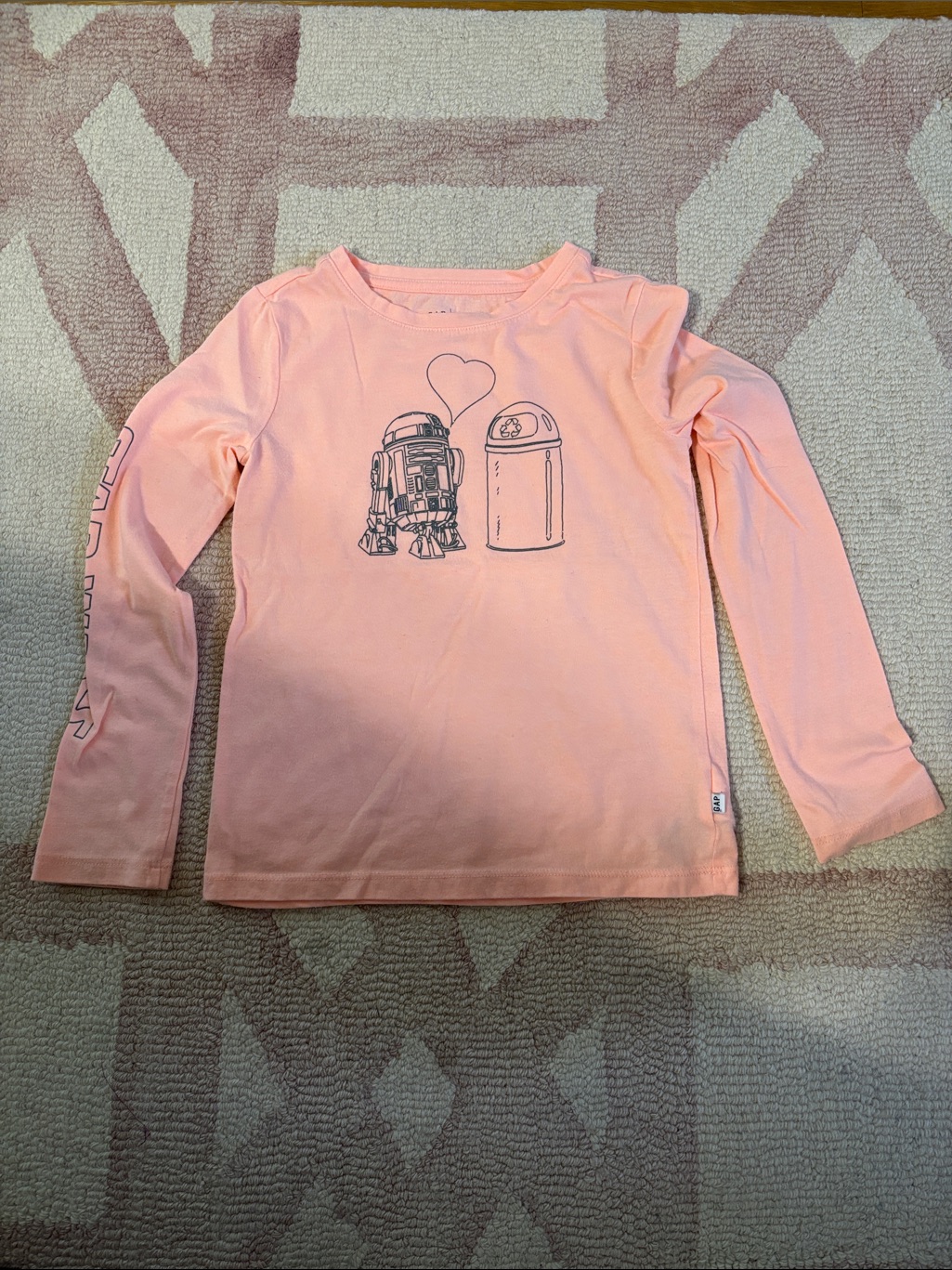 Gap Peach Long Sleeve Tee With Robot Sketch
